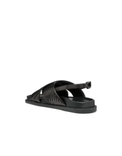 Sandales plates cuir noir GEOX