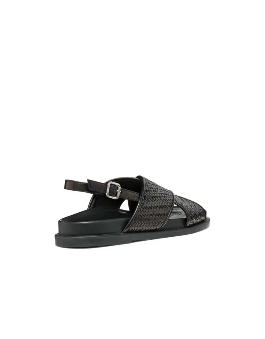Sandales plates cuir noir GEOX