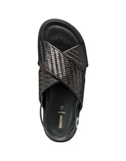 Sandales plates cuir noir GEOX