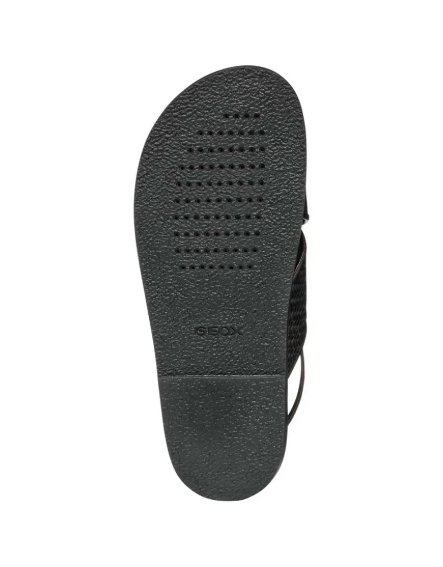 Sandales plates cuir noir GEOX