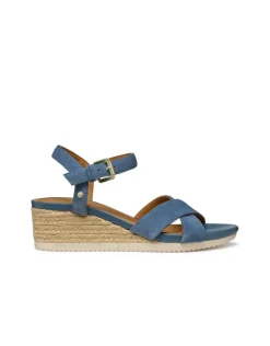 Sandales talon cuir bleu GEOX