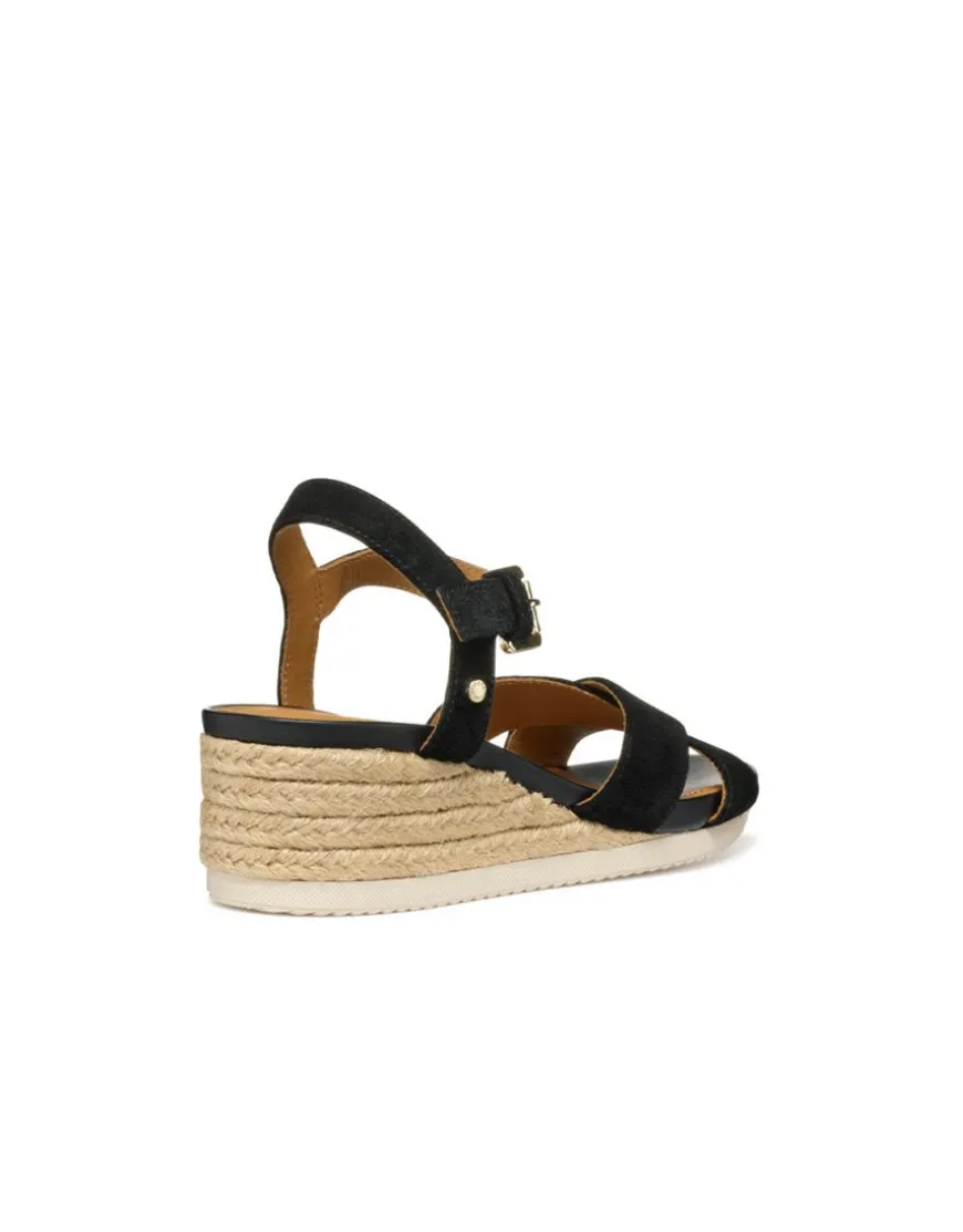 Sandales talon cuir noir GEOX