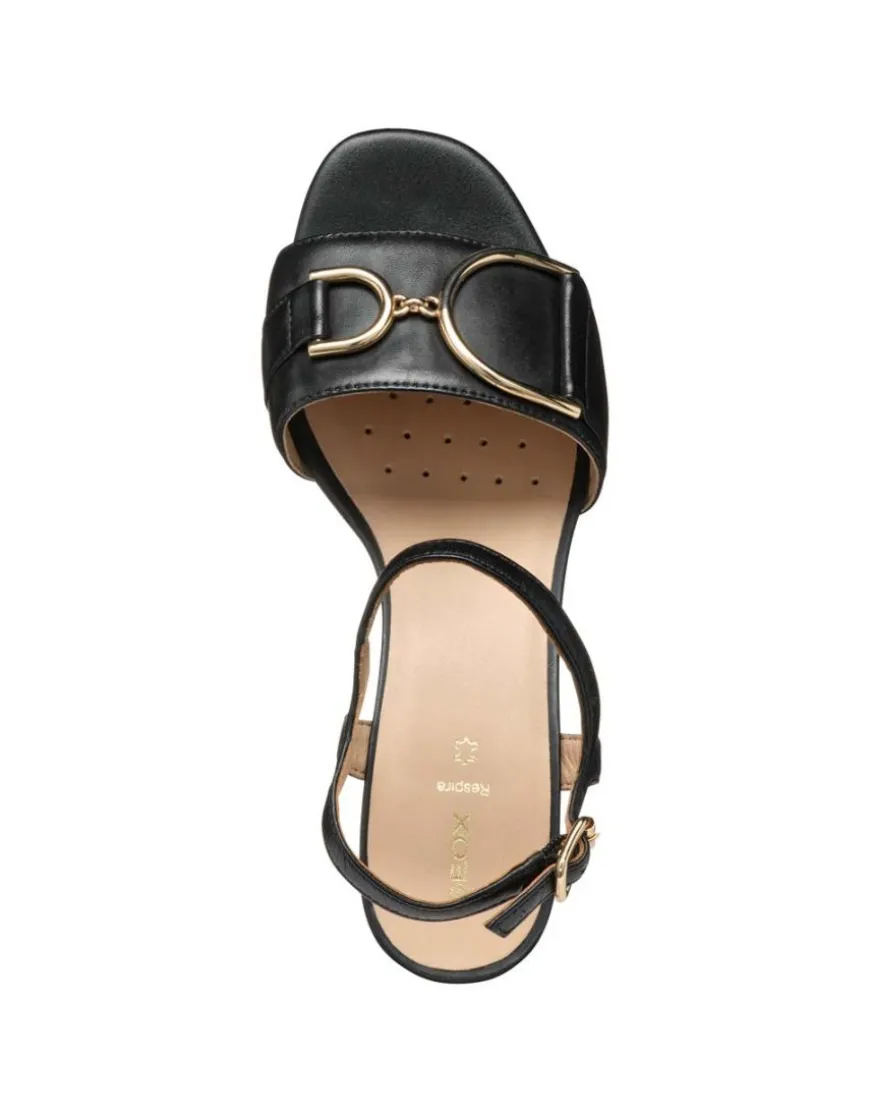 Sandales talon cuir noir GEOX