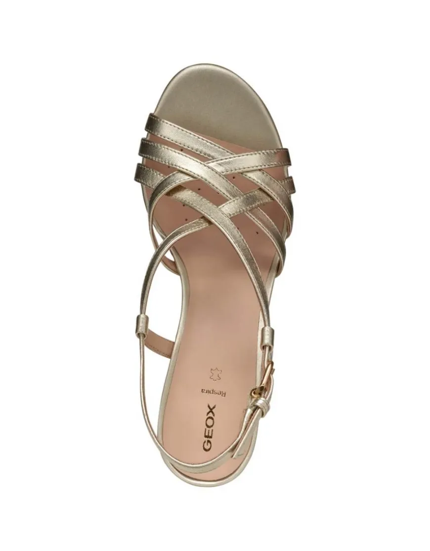 Sandales talon cuir or GEOX