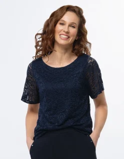 Top dentelle chic marine