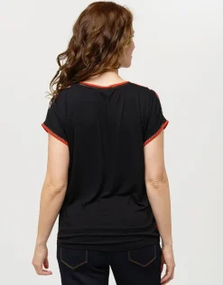 Top fluide motifs oranges