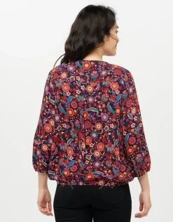 T-shirt ample fleurs roug