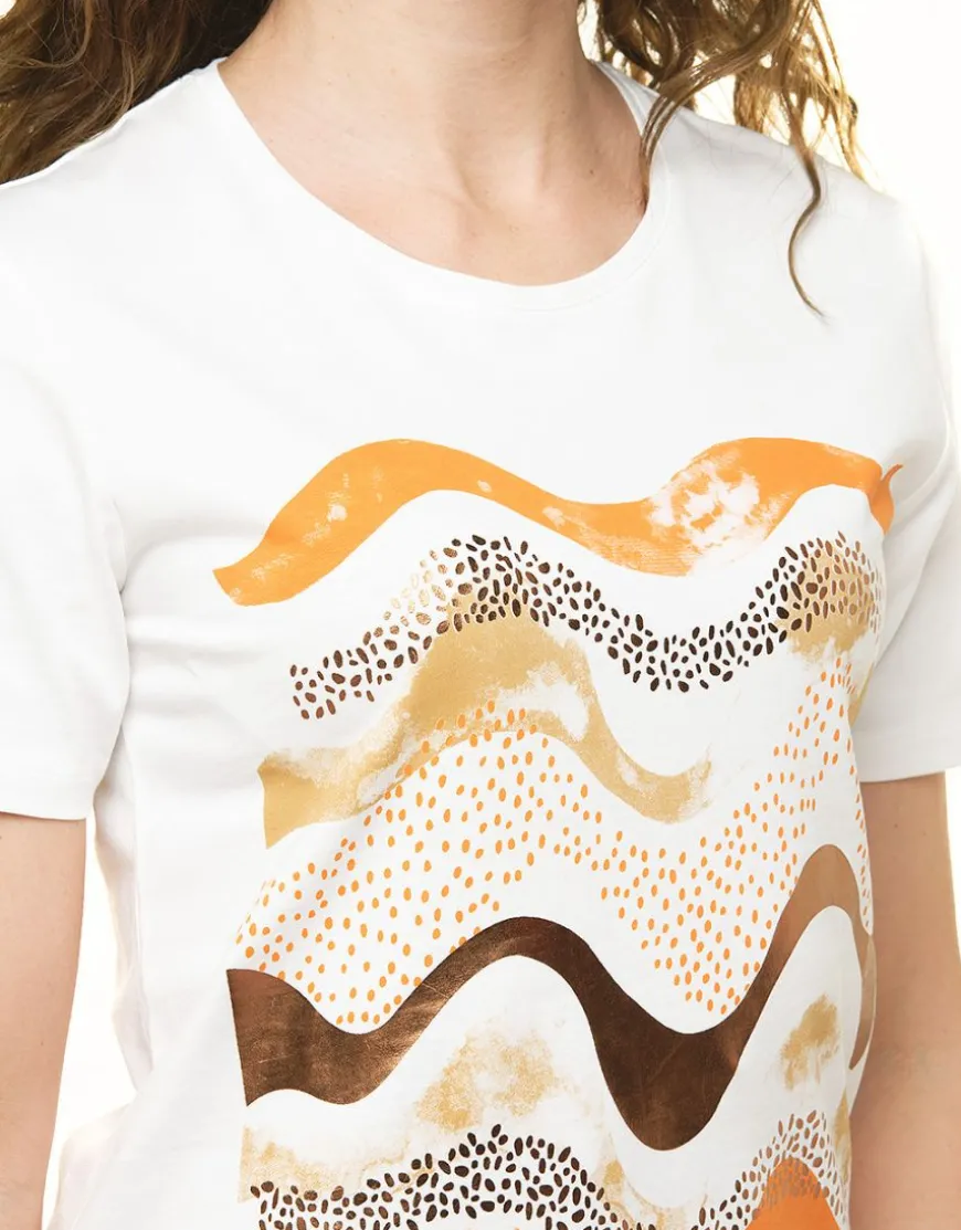 T-shirt blanc à motifs