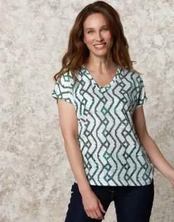 T-shirt blanc motif vert