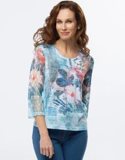T-shirt bleu imprimé