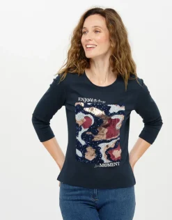 T-shirt coton bleu motif