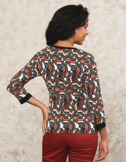 T-shirt noir orange motif