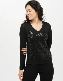 T-shirt noir sequins