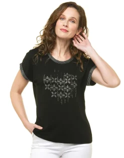 T-shirt noir strass