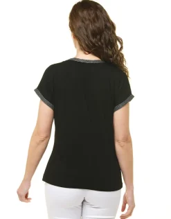 T-shirt noir strass