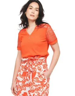 T-shirt orange créponné