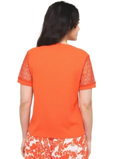T-shirt orange créponné