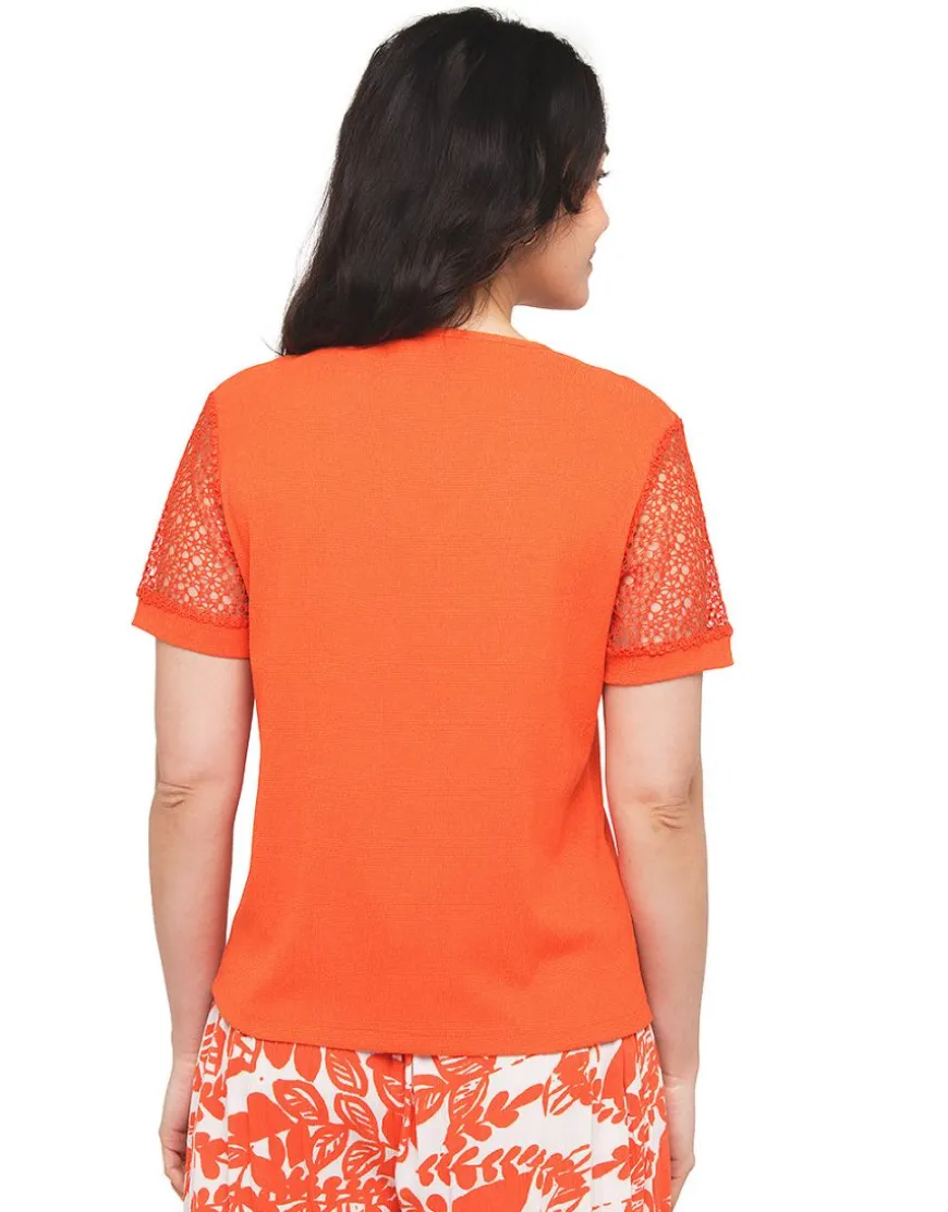 T-shirt orange créponné