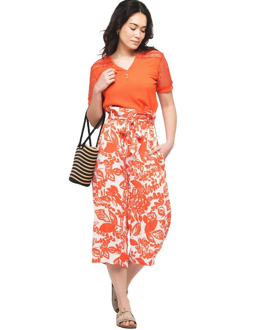 T-shirt orange créponné