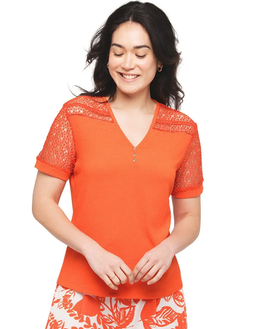 T-shirt orange créponné