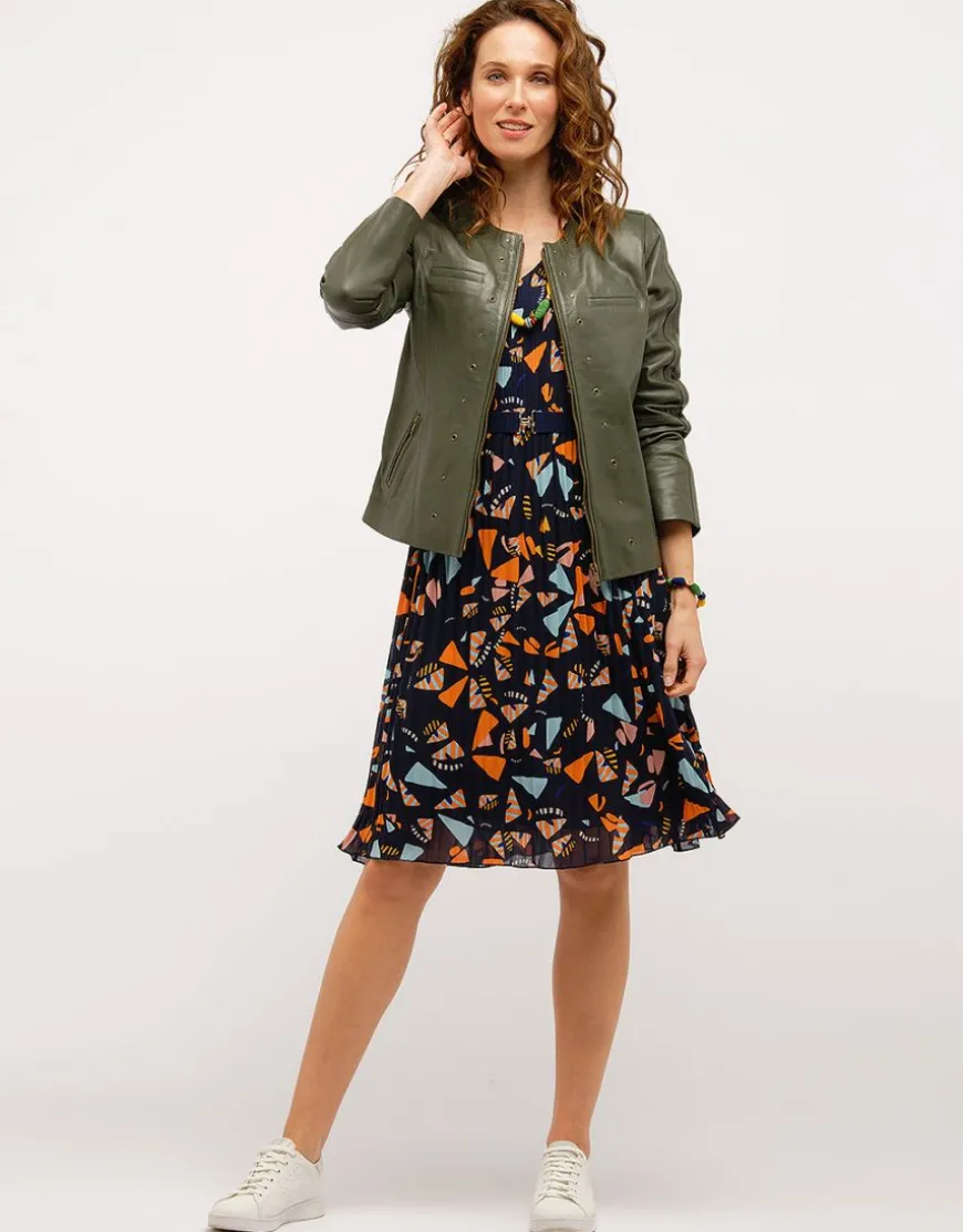 Veste 100% cuir kaki