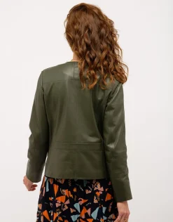 Veste 100% cuir kaki