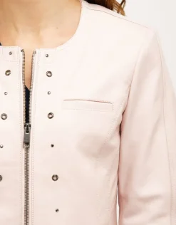 Veste 100% cuir rose pale