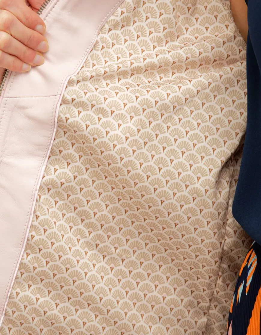 Veste 100% cuir rose pale