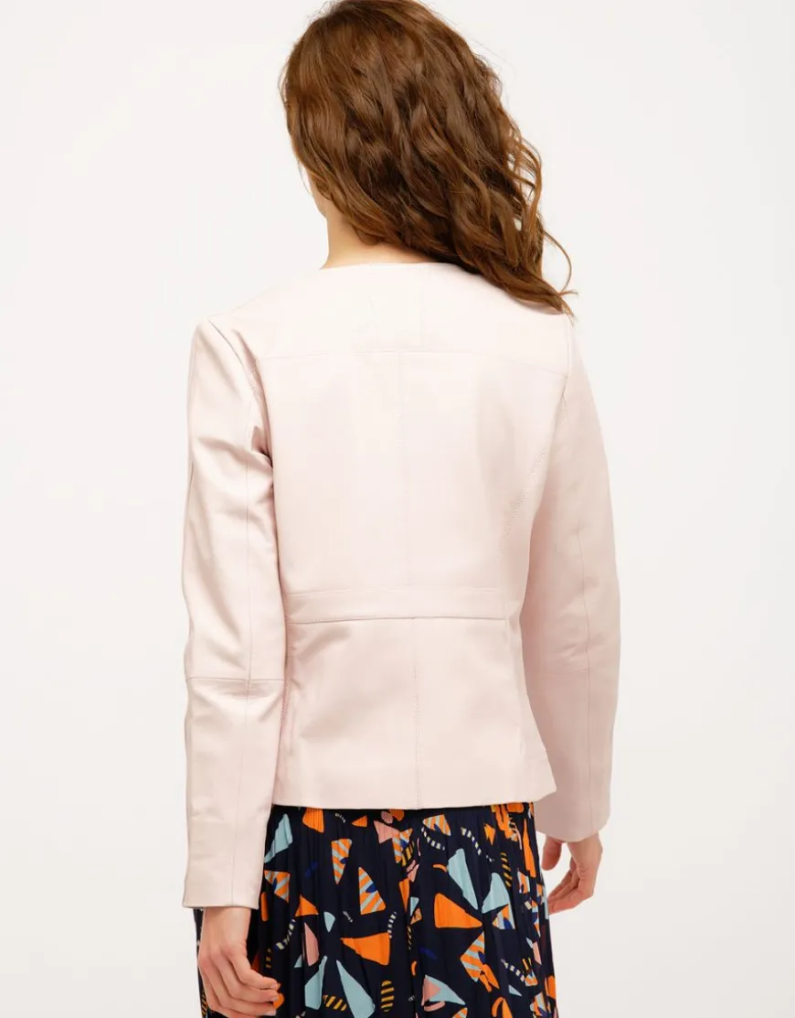 Veste 100% cuir rose pale
