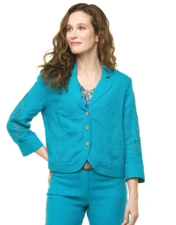 Veste 100% lin bleu