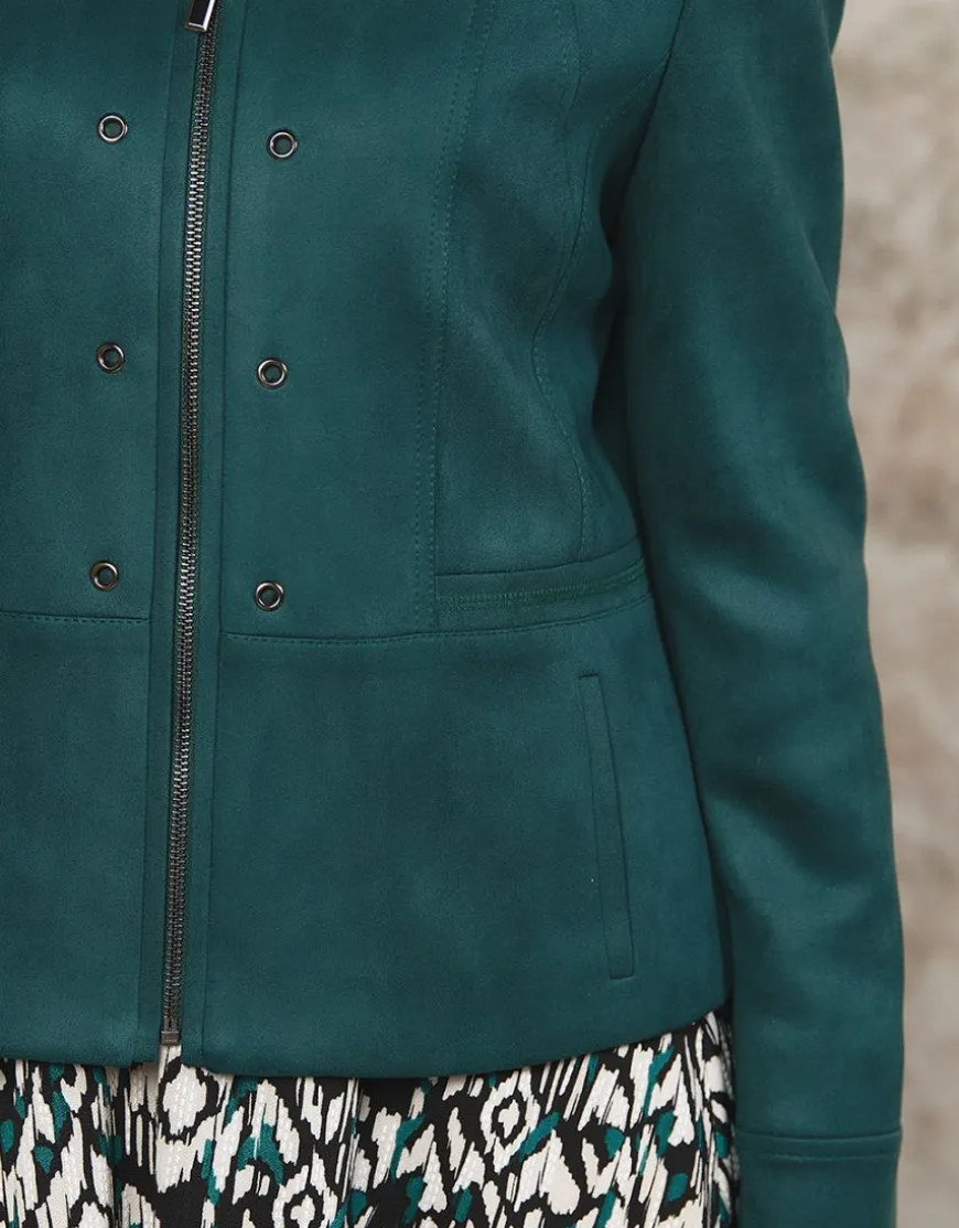 Veste aspect suédine vert