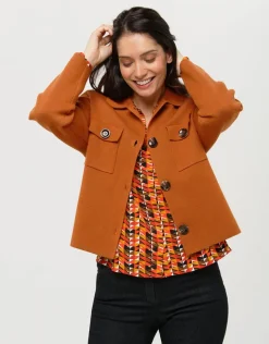 Veste courte maille camel