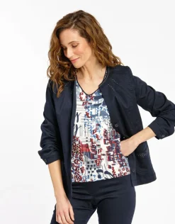 Veste jean denim sans col