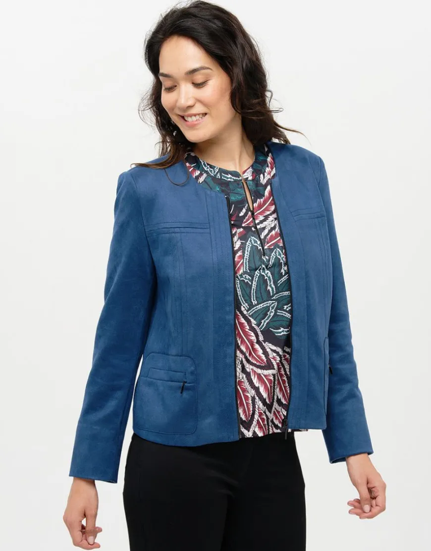 Veste suédine bleue