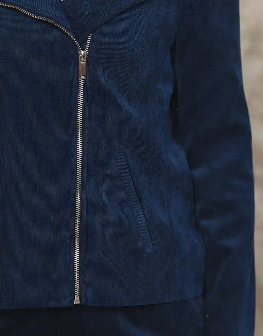 Veste velours côtelé bleu